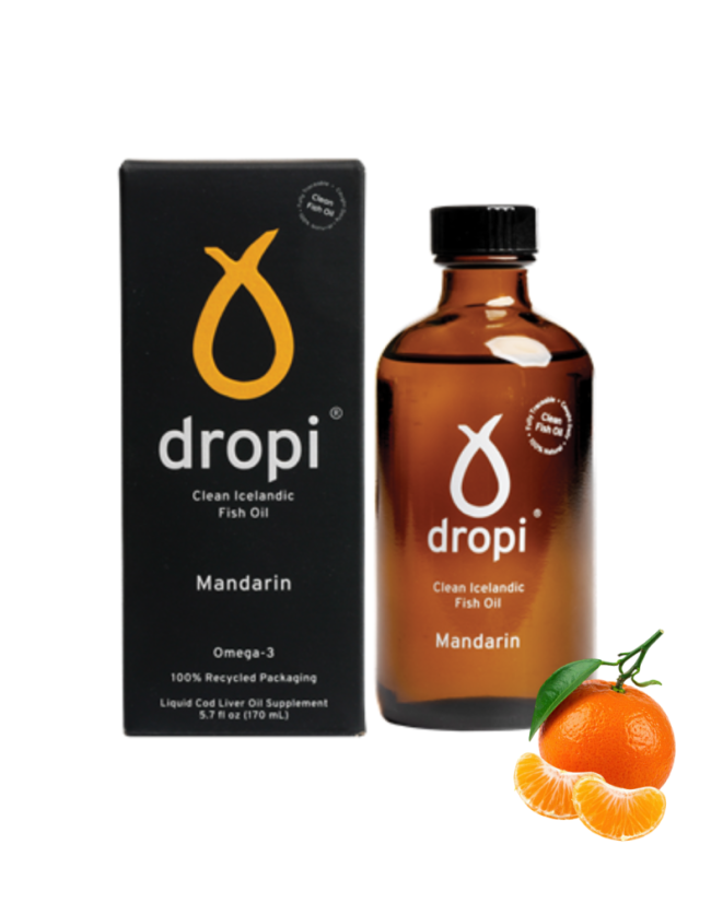 Extra panenský olej z tresčích jater Dropi - 170 ml MANDARINKA Extra panenský olej z tresčích jater Dropi - 170 ml MANDARINKA
