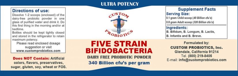 Probiotika Custom Probiotics 5 kmenů - bifidobakterie 50 g prášek