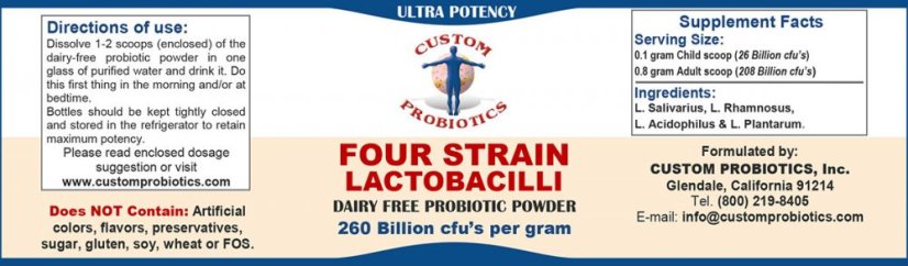 Probiotika Custom Probiotics 4 kmeny - laktobacily 50 g prášek EXP 12/2026