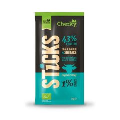 BIO hovězí tyčky Cherky - černý česnek a shiitake 25 g