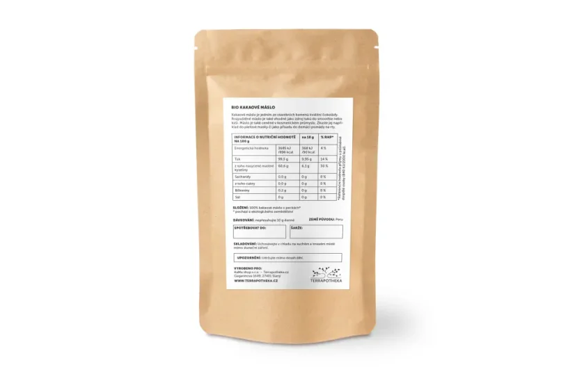 BIO kakaové máslo Terrapotheka - pecky 100 g