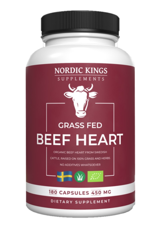 Nordic Kings BIO hovězí srdce,  grass-fed 180 kapslí