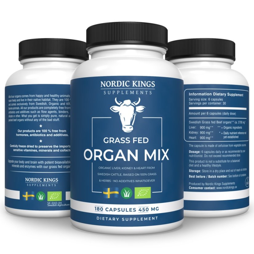 Nordic Kings BIO hovězí mix orgánů grass-fed 180 kapslí
