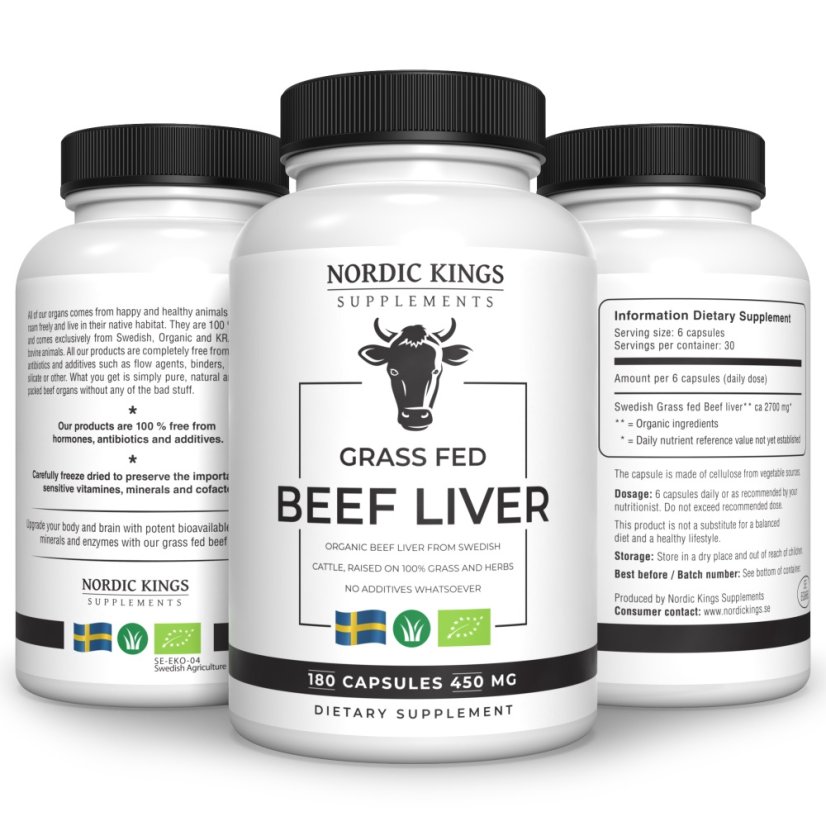Nordic Kings BIO hovězí játra grass-fed 180 kapslí