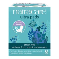 Menstruační vložky ultra s křidélky Natracare - dlouhé 10 ks Menstruační vložky ultra s křidélky Natracare - dlouhé 10 ks