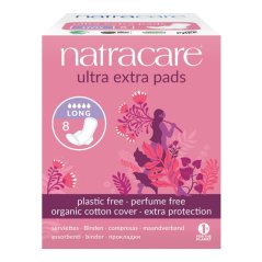 Menstruační vložky ultra extra s křídélky Natracare - dlouhé 8  ks